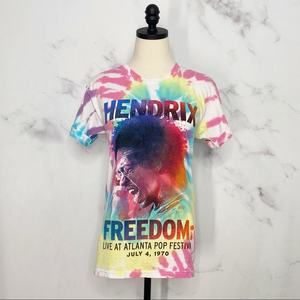 Jimi Hendrix Tie Dye Freedom Graphic Band Tee T-Shirt Multicolor Festival Size S